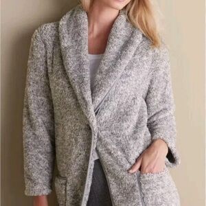 Soft Surroundings Hugs soft Plush buttoned cardigan sweater pockets Ps blue
